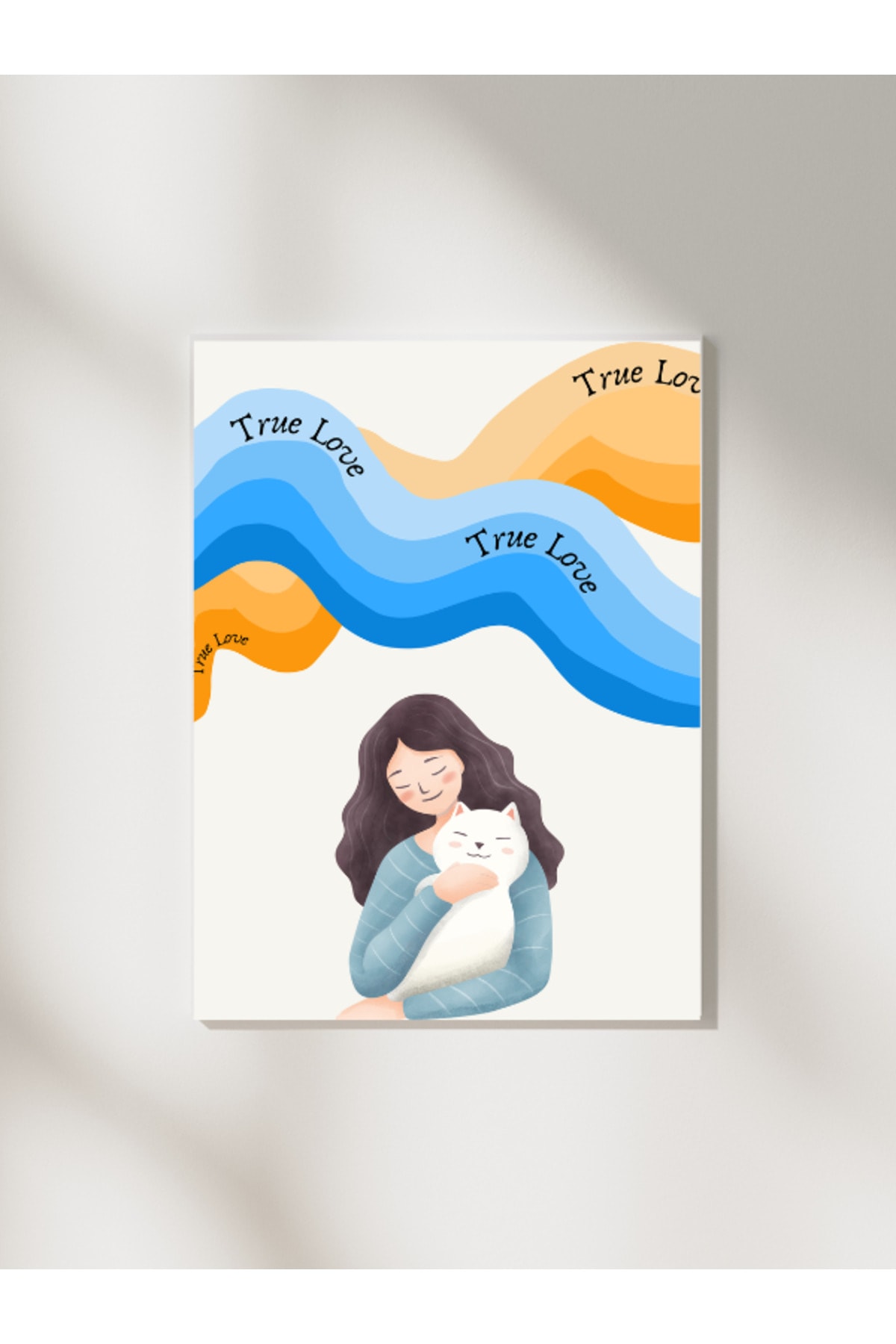 Dekoratif Çerçevesiz Duvar Tablosu  True Love - Gerçek Aşk Posteri  Kedi Dekorasyon Ürün