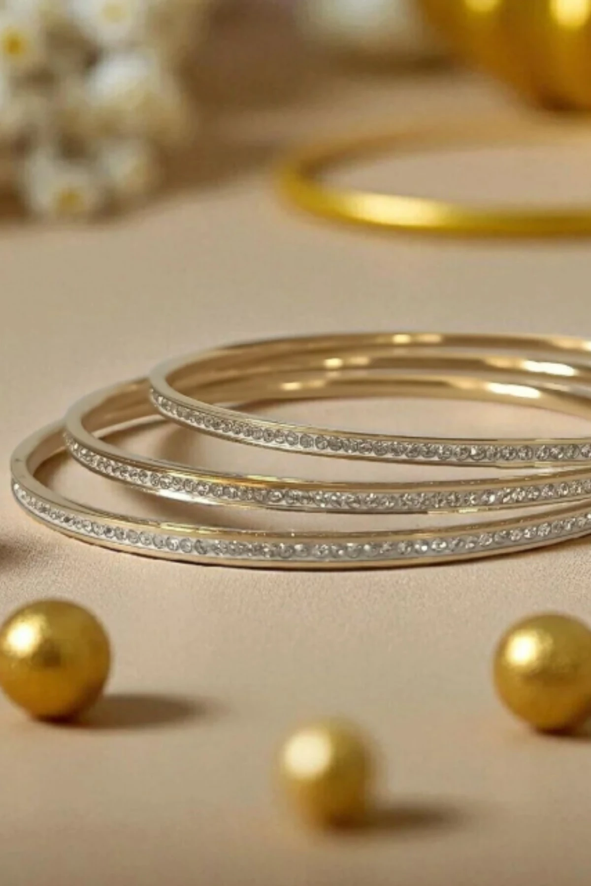 TAŞLI GOLD ÇELİK 3’LÜ AJDA BİLEZİK AJDBLZK-TSLI