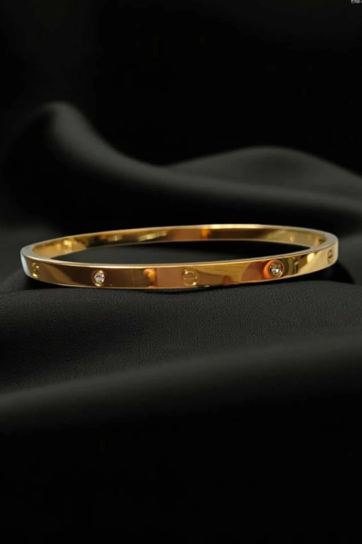 KADIN 316 L ÇELİK KELEPÇE TAŞLI CRTIER-BLK-GLD-01