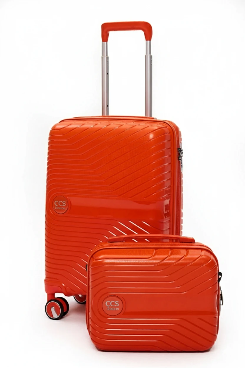 2'li Valiz Seti 5239 Kırılmaz Valiz Kabin Boy Ve Makyaj Çantası