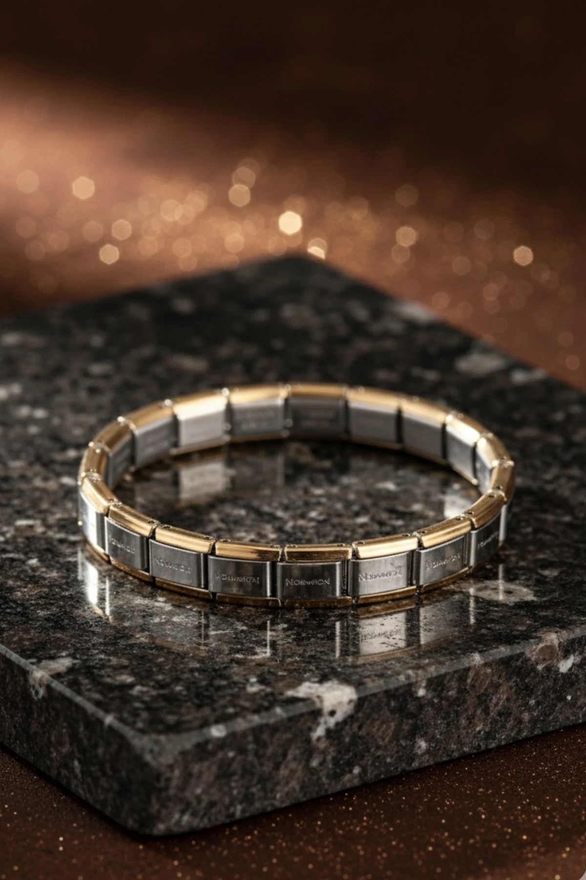 ÇELİK İTALYAN CHARM UNİSEX GOLD-GÜMÜŞ BİLEKLİK CHRM-BLK-GLD-GMS