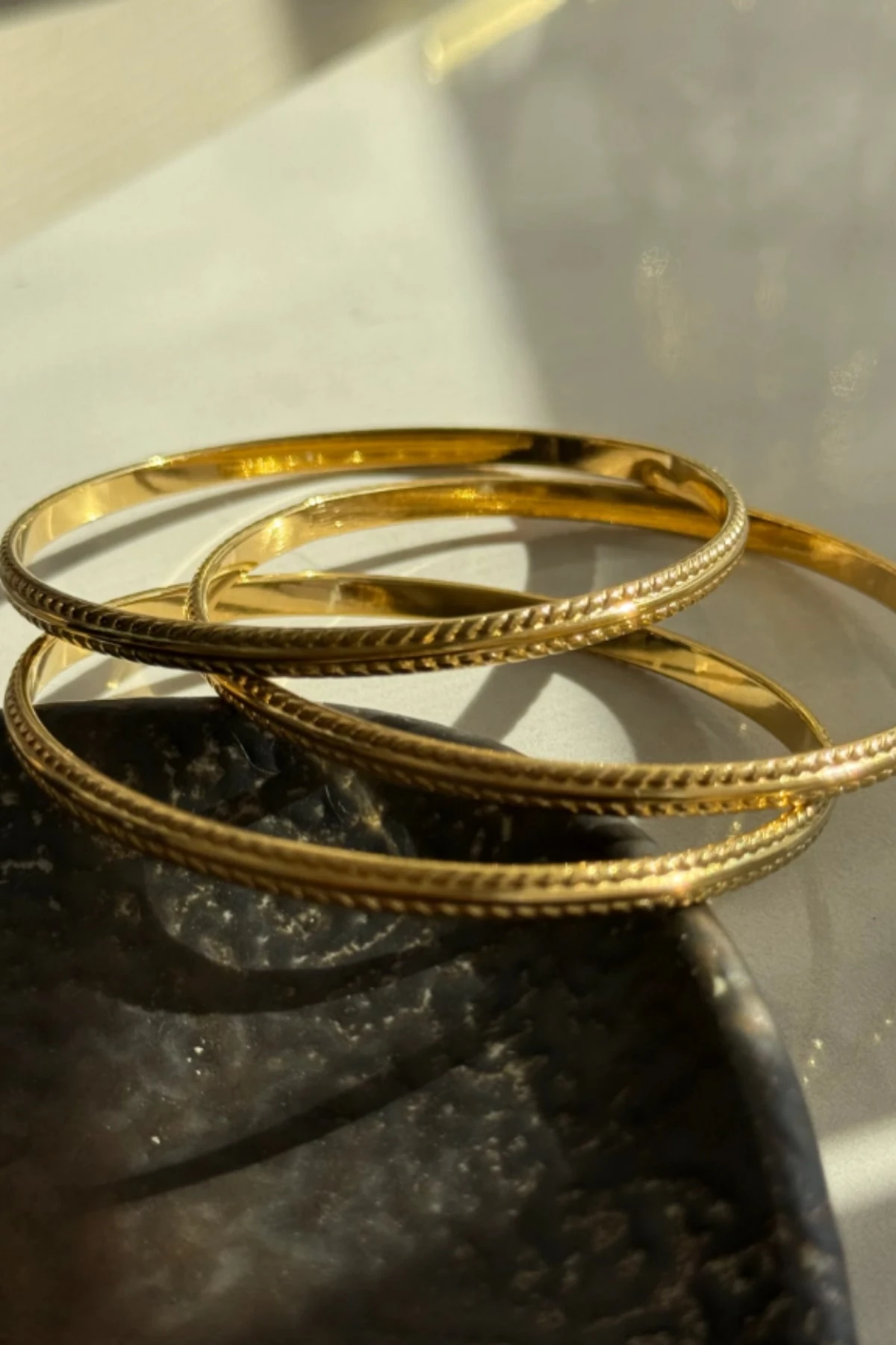 DESENLİ ÇELİK GOLD AJDA BİLEZİK SETİ (3'LÜ) AJDBLZK-03