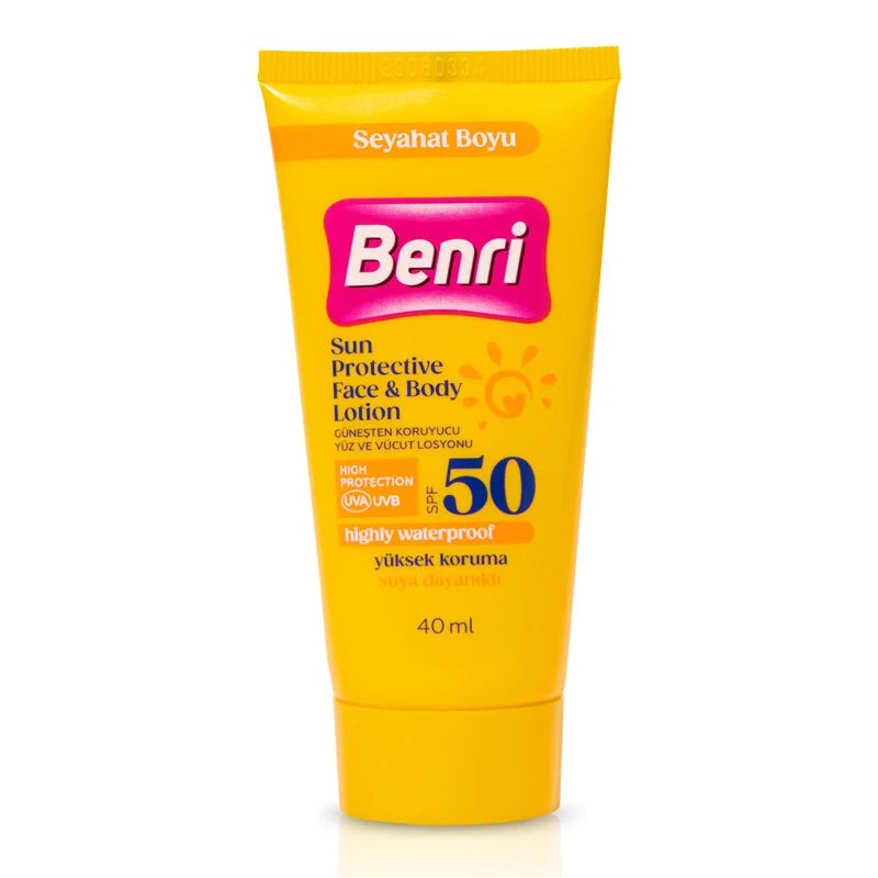 Benri Güneşten Koruyucu Yüz ve Vücut Losyonu SPF50 40 ml