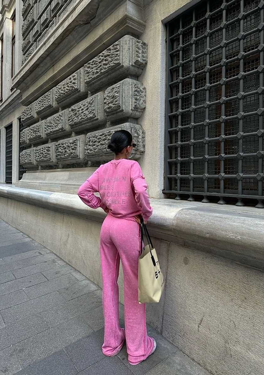 ÜÇ İPLİK YIKAMALI PEMBE TAKIM