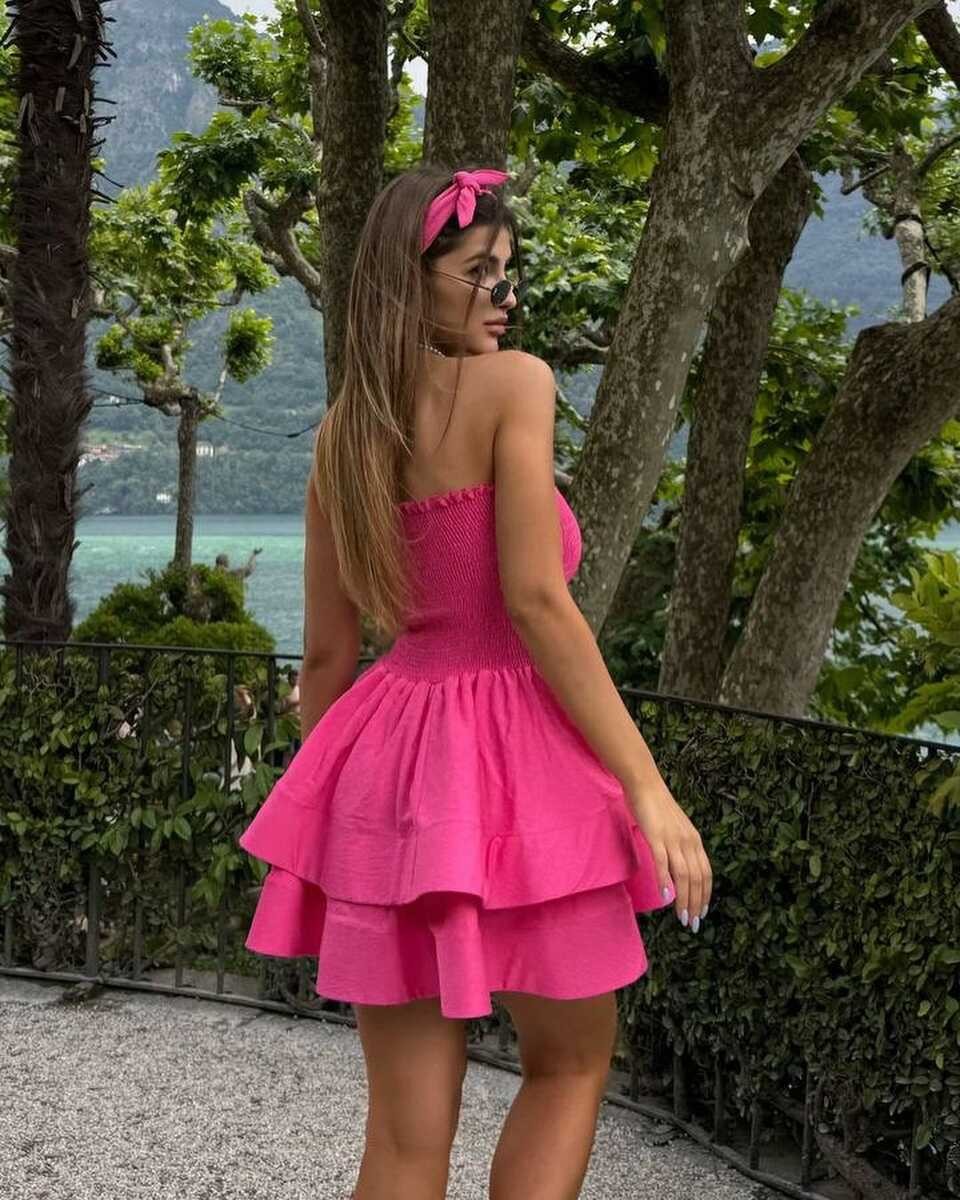 TRİKOTON ELBİSE FUŞYA