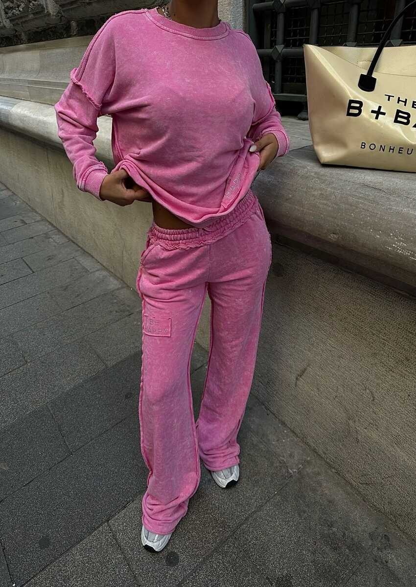 ÜÇ İPLİK YIKAMALI PEMBE TAKIM