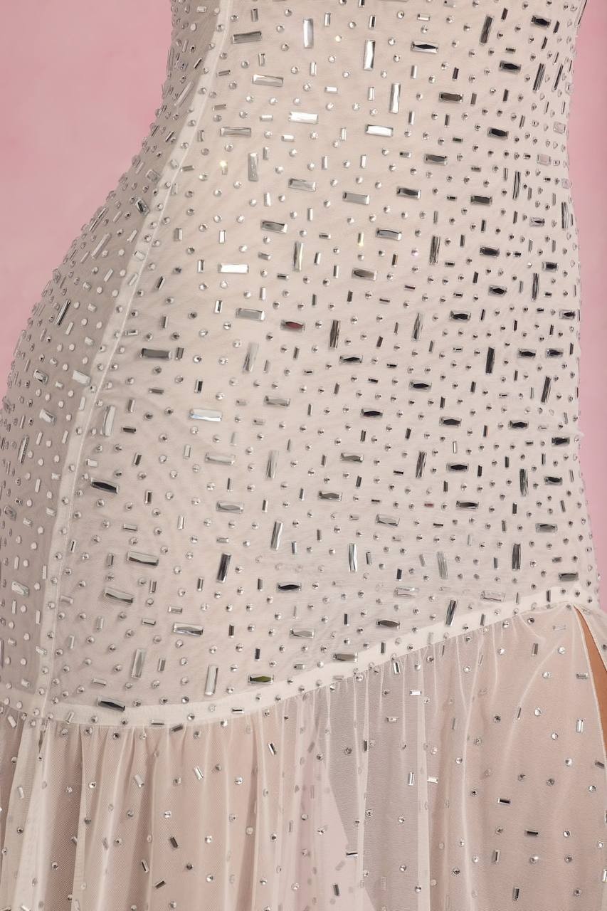 LYCRA SHINY STONE DRESS PINK