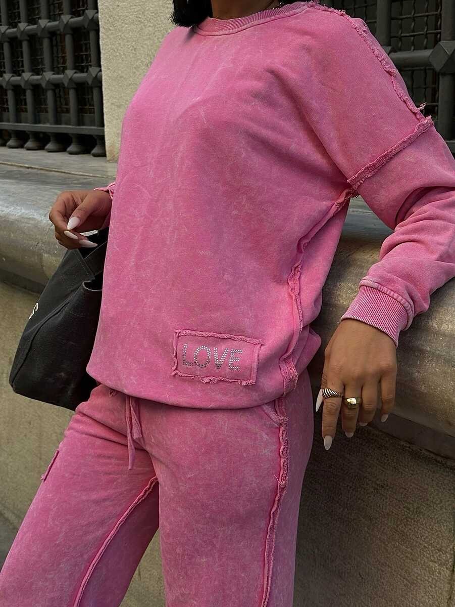 ÜÇ İPLİK YIKAMALI TAKIM PEMBE