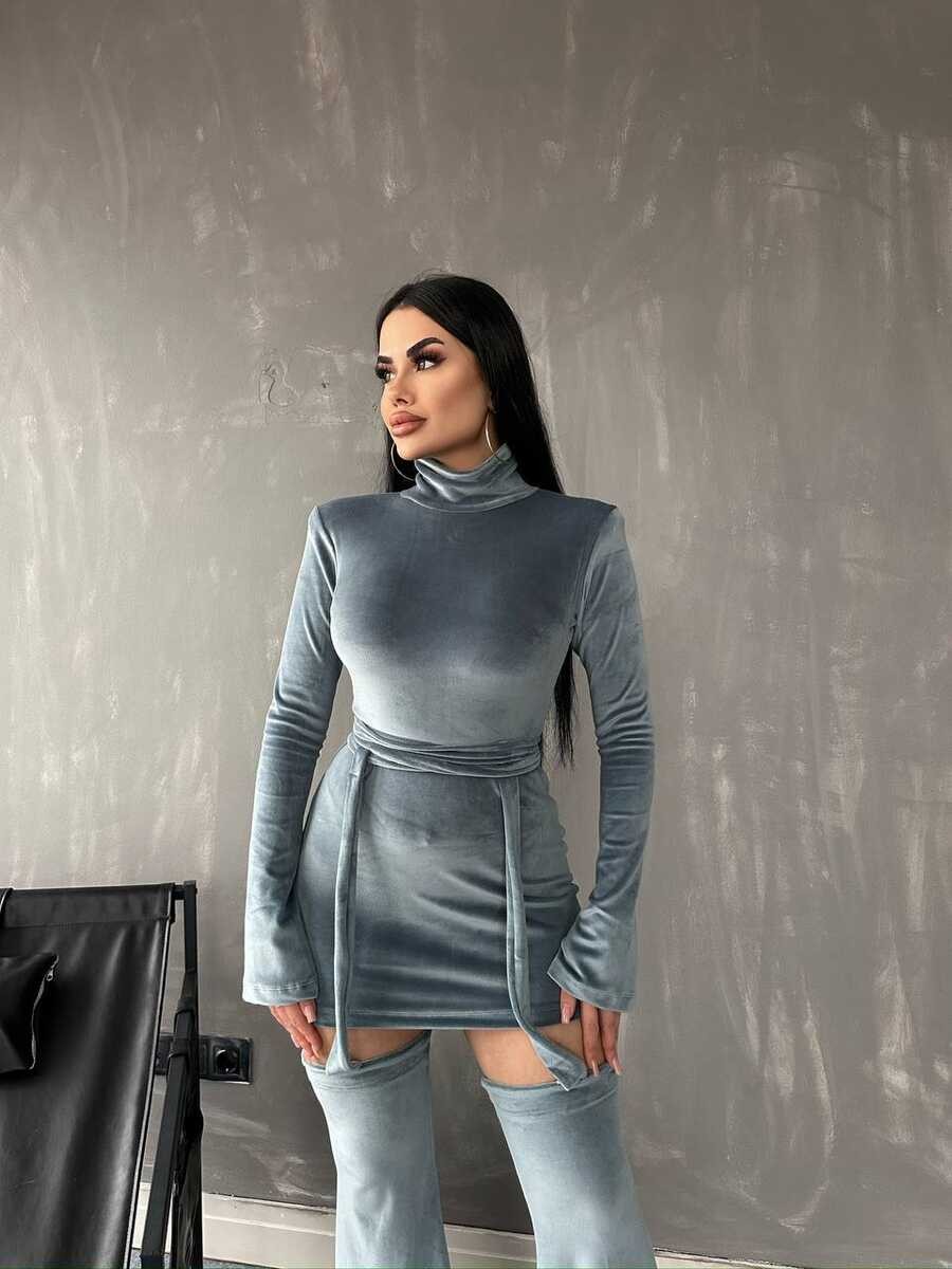 FRANSIZ KADİFE YUMUŞACIK ELBİSE