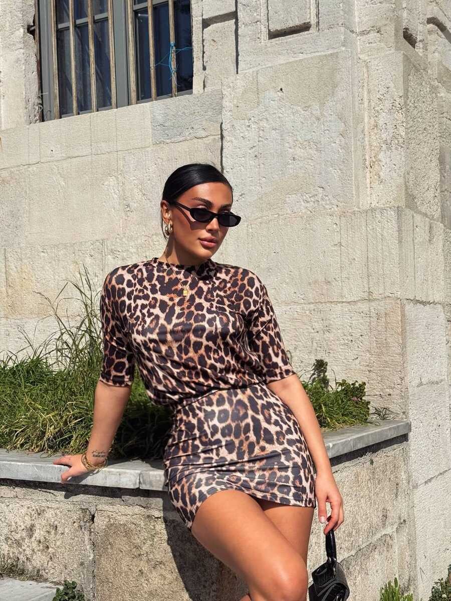 KISA LEOPAR ELBİSE