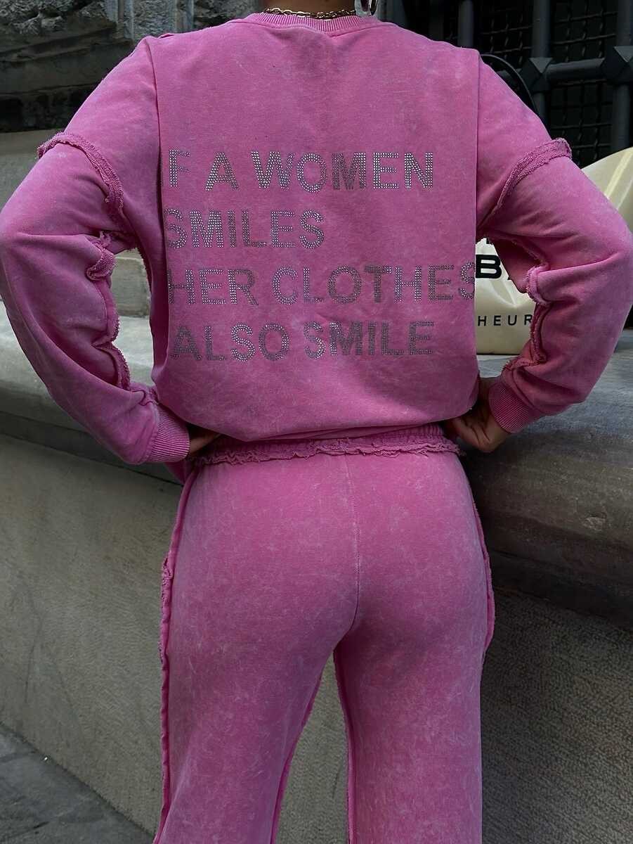 ÜÇ İPLİK YIKAMALI PEMBE TAKIM