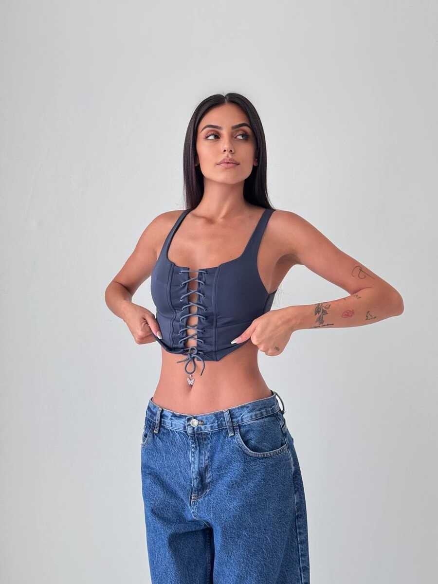 İP DETAYLI ASKILI CROP ANTRESİT