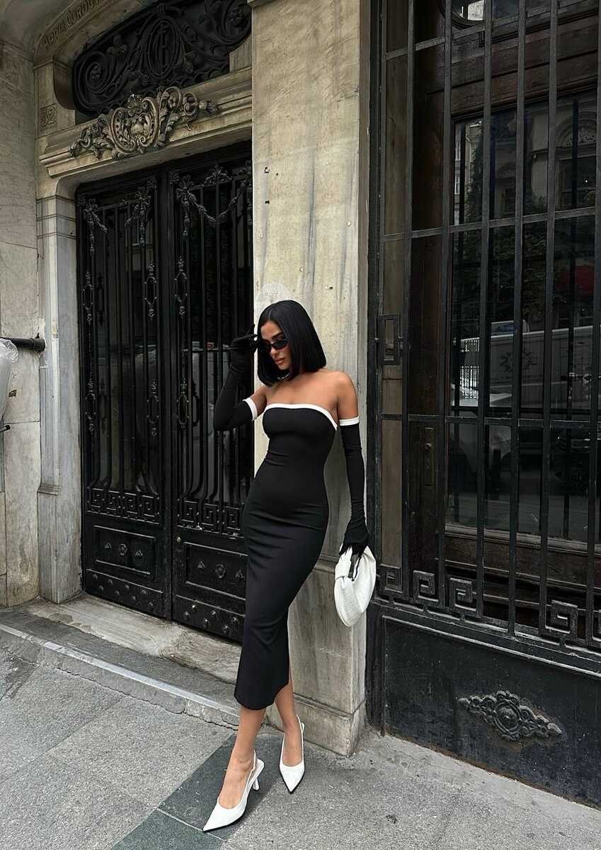 ELDİVENLİ ELBİSE SİYAH