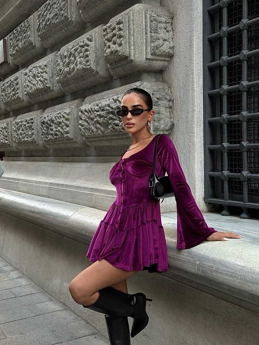 KADİFE KUMAŞ ELBİSE