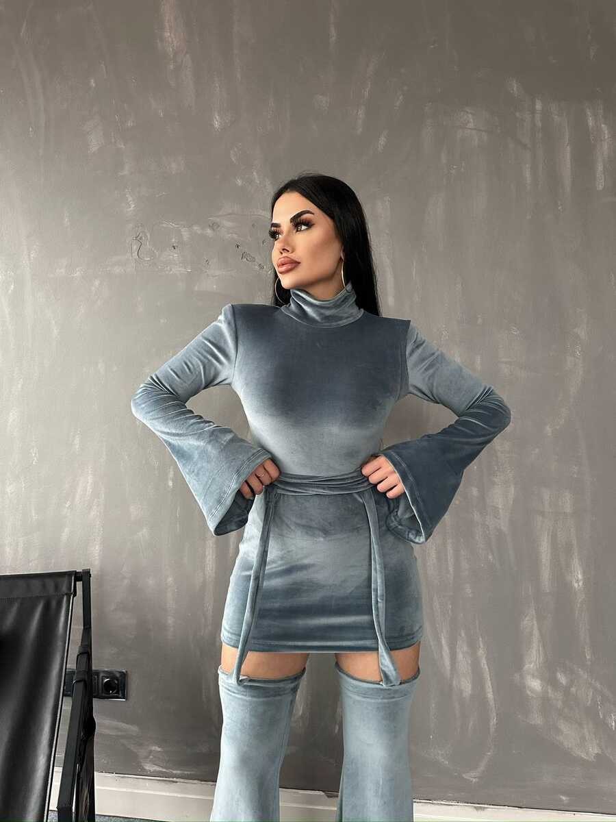 FRANSIZ KADİFE YUMUŞACIK ELBİSE
