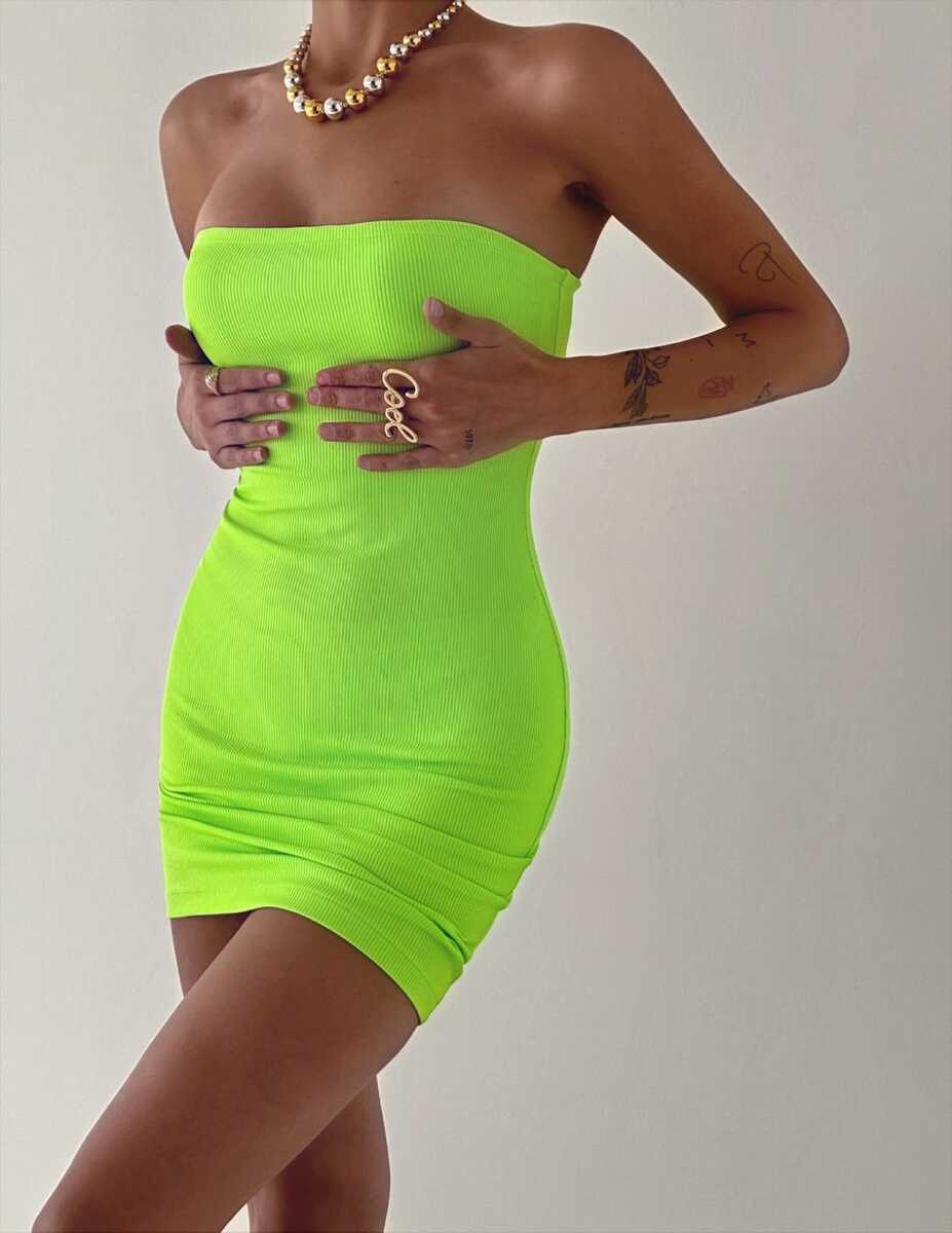 KAŞKORSE ELBİSE NEON YEŞİL
