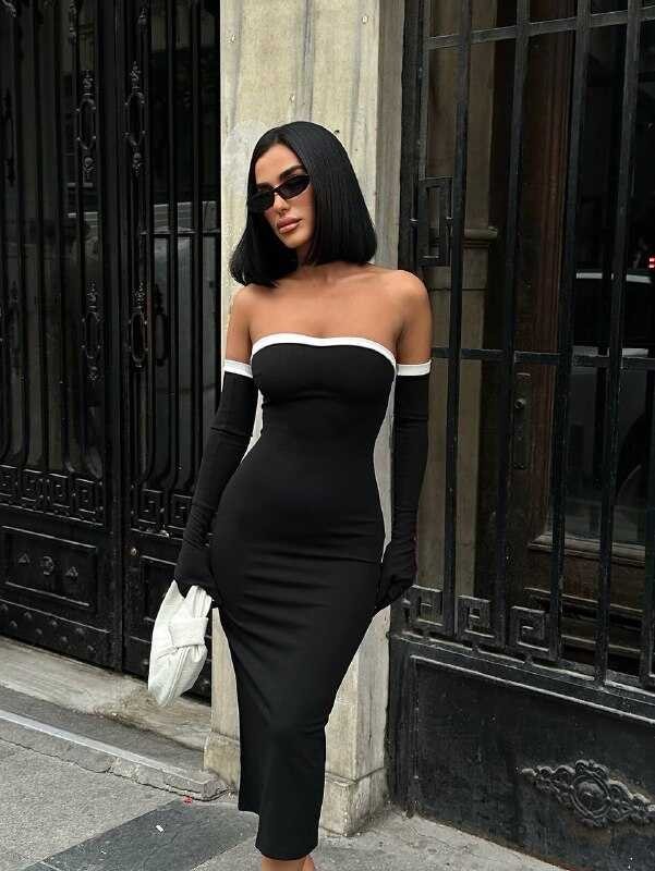 ELDİVENLİ ELBİSE SİYAH