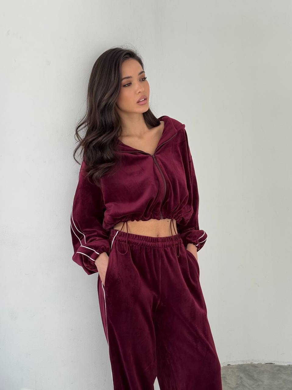 3'LÜ KADİFE EŞOFMAN TAKIM - BORDO