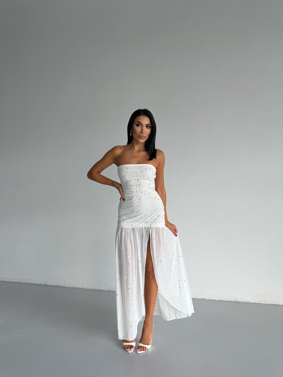 PARLAK TAŞLI UZUN ELBİSE