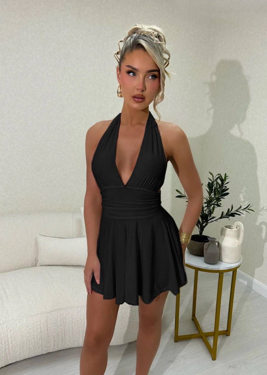 BOYUNDAN BAĞLAMALI ELBİSE