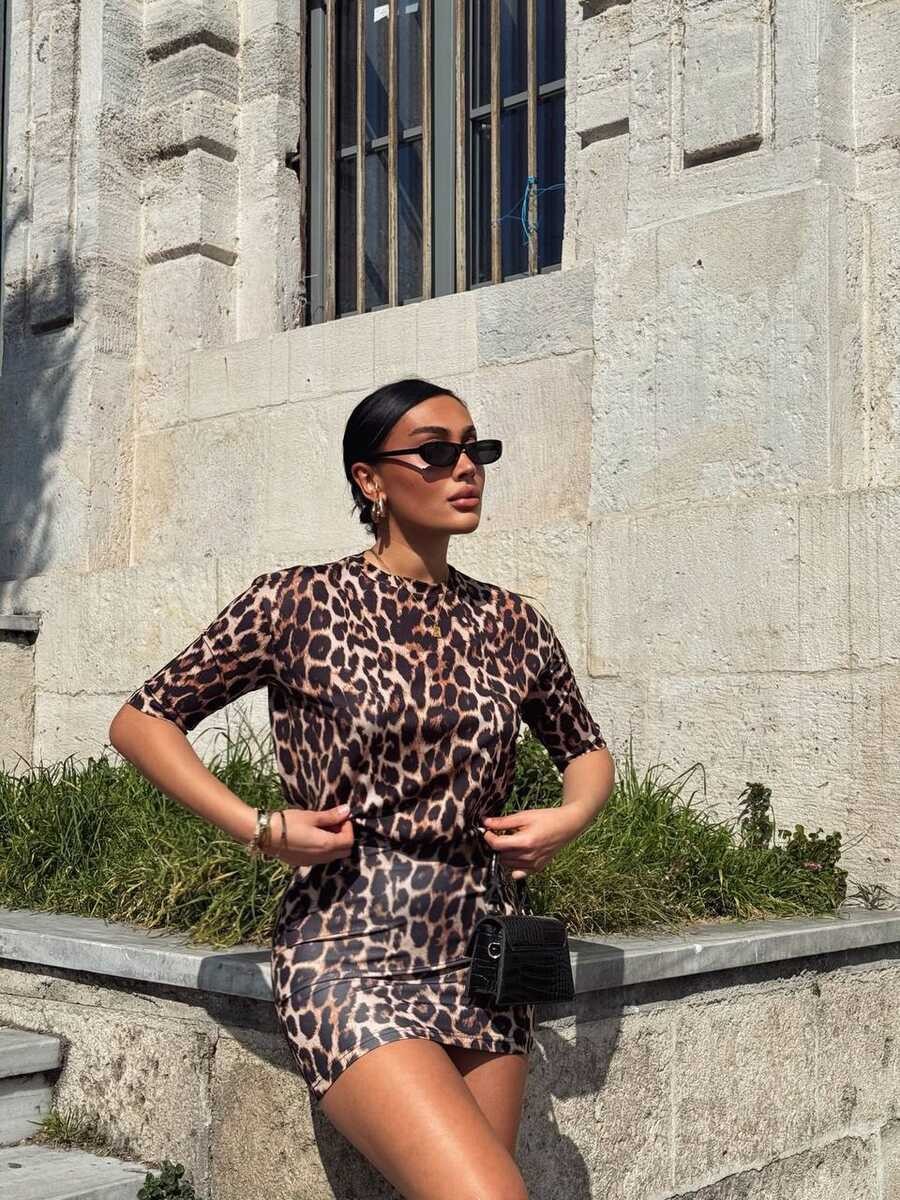KISA LEOPAR ELBİSE