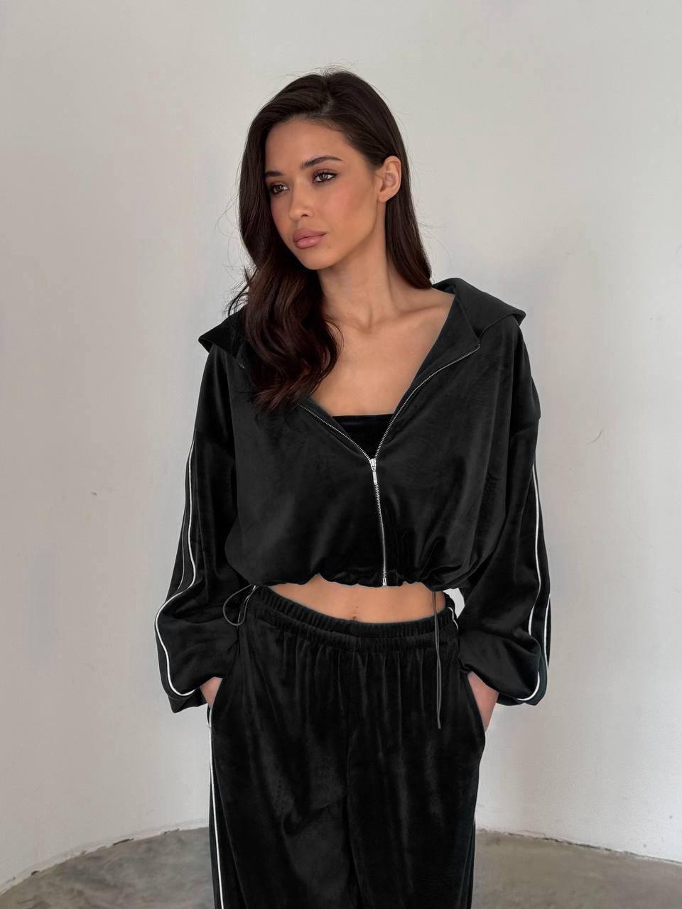 3'LÜ KADİFE EŞOFMAN TAKIM - SİYAH