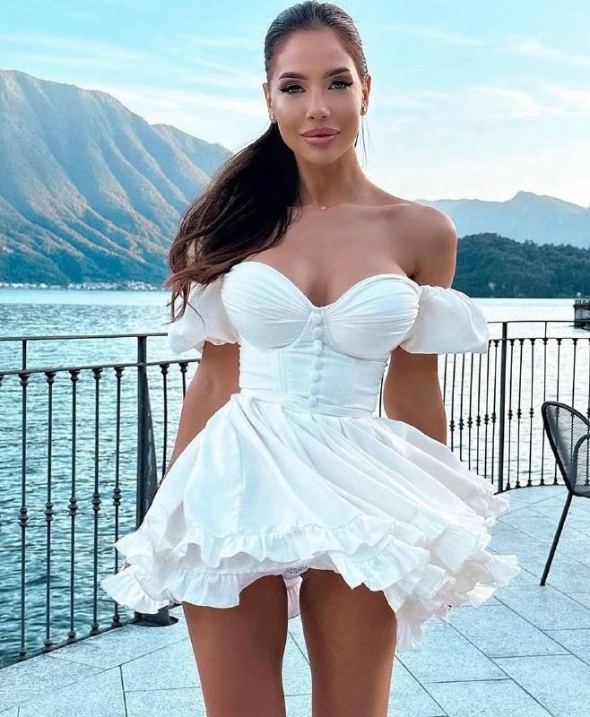 BALON KOL ELBİSE - beyaz