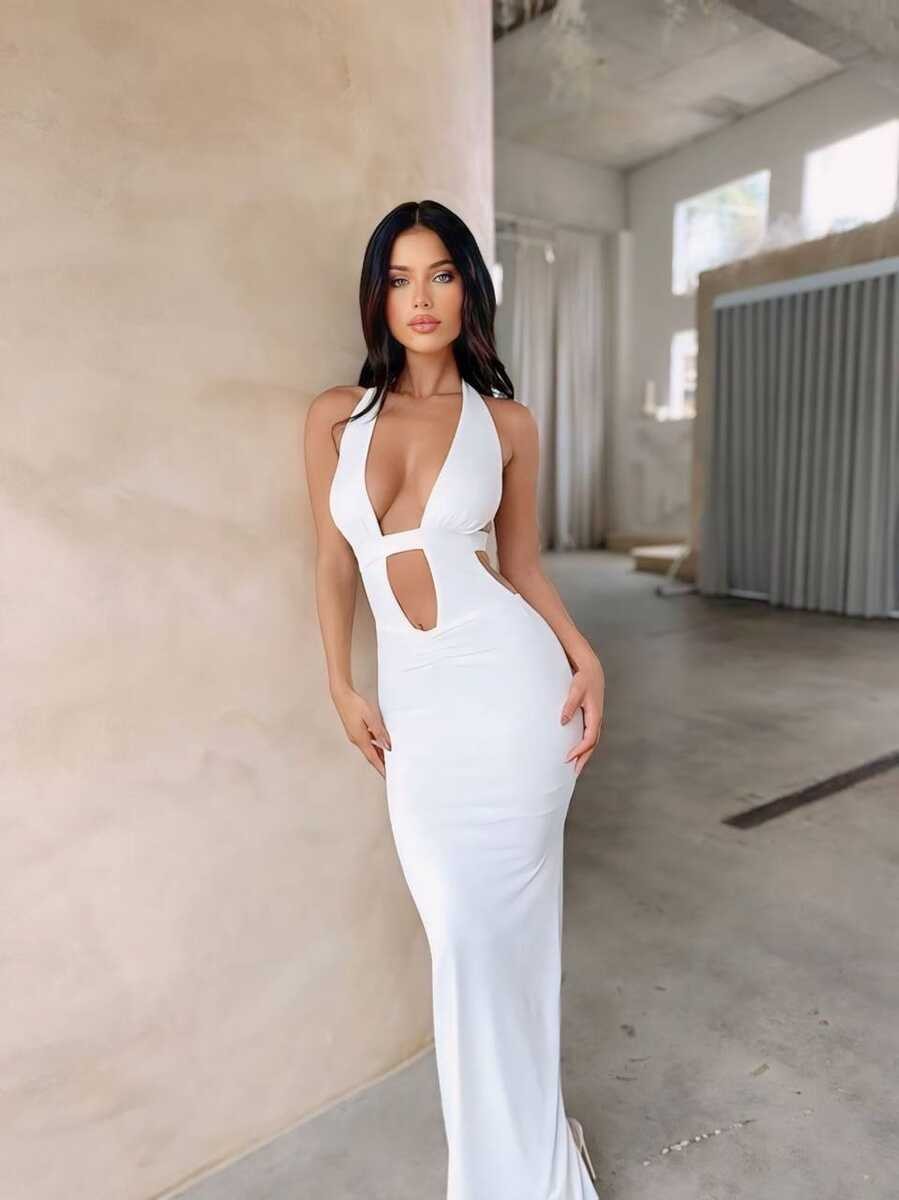LİKRALII SANDY ELBİSE BEYAZ