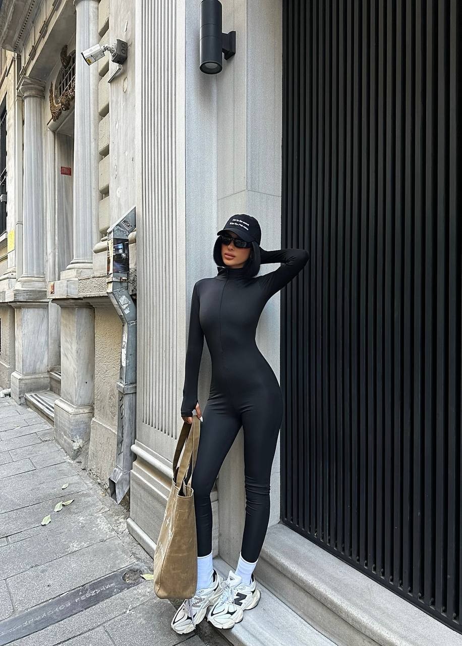 FRONT ZIPPERED JUMPSUIT WITH FLEECE INSIDE