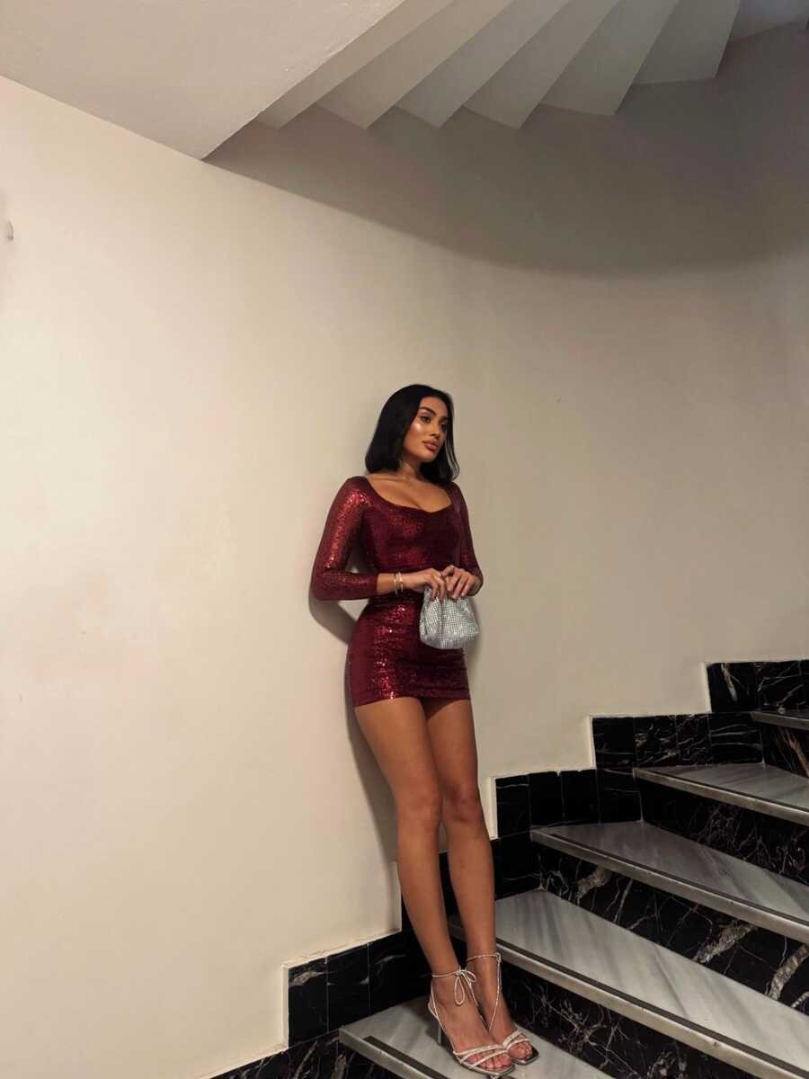 PULPAYET KISA ELBİSE BORDO