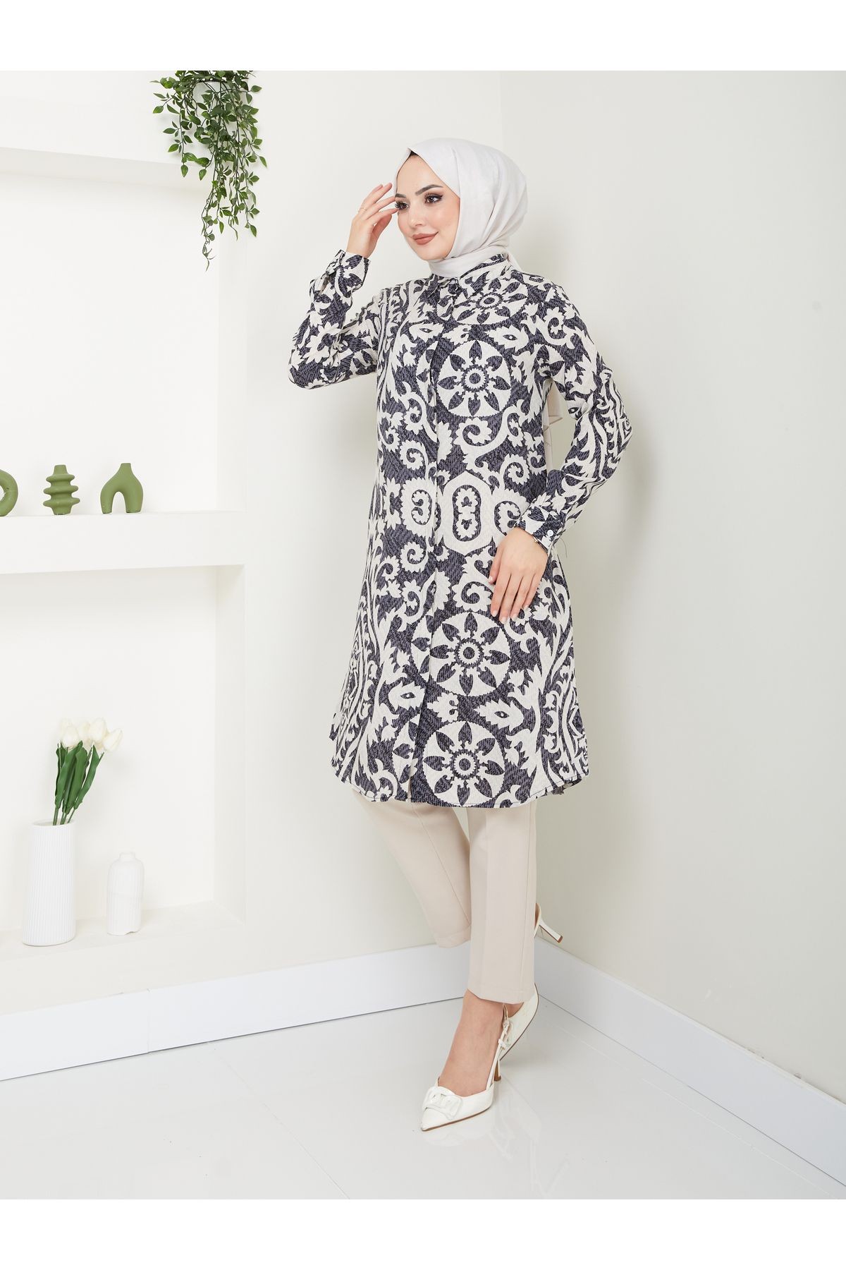Desenli Viskon Tunik - Mandala Desen