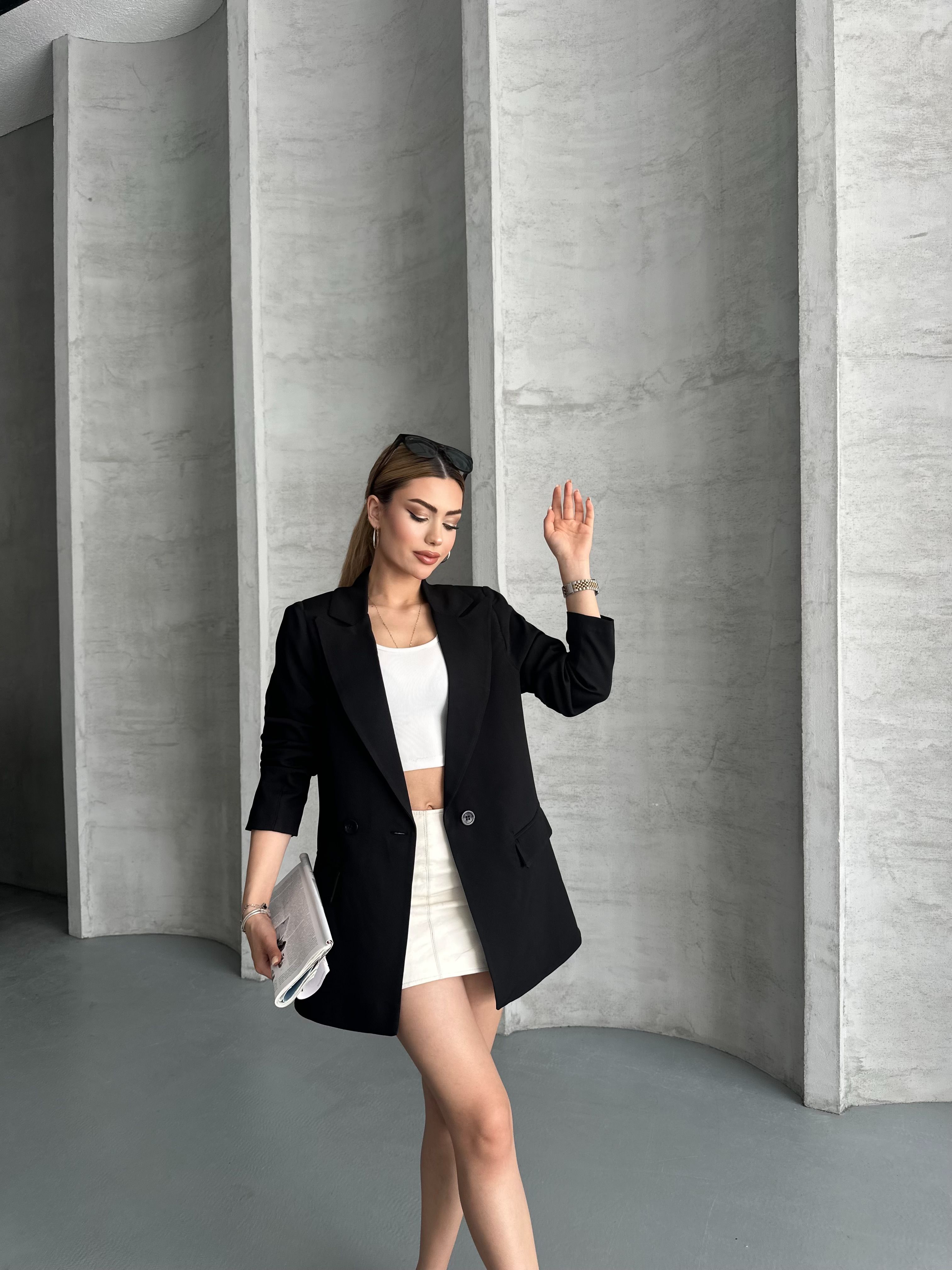 Kadın Astarlı Blazer Ceket  - Siyah