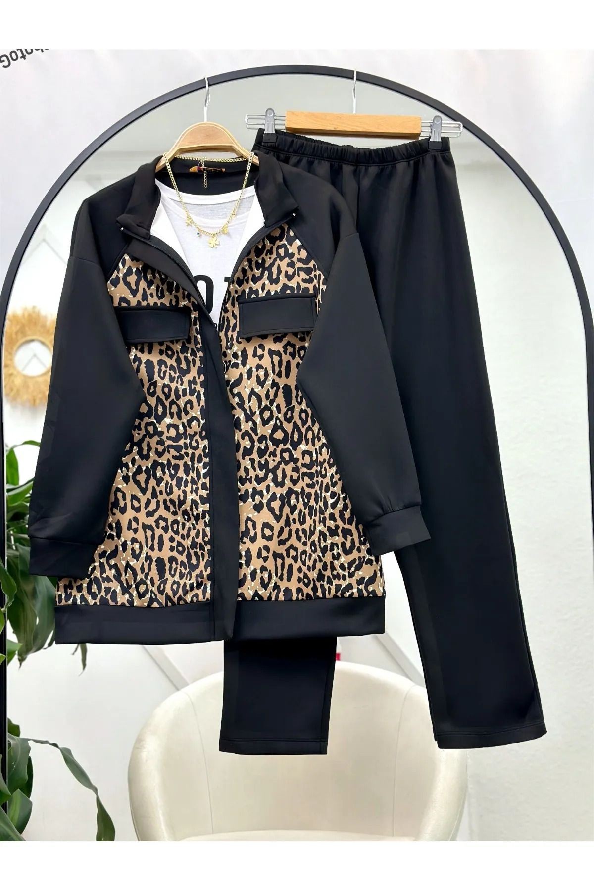 Leopar Desen İkili Takım