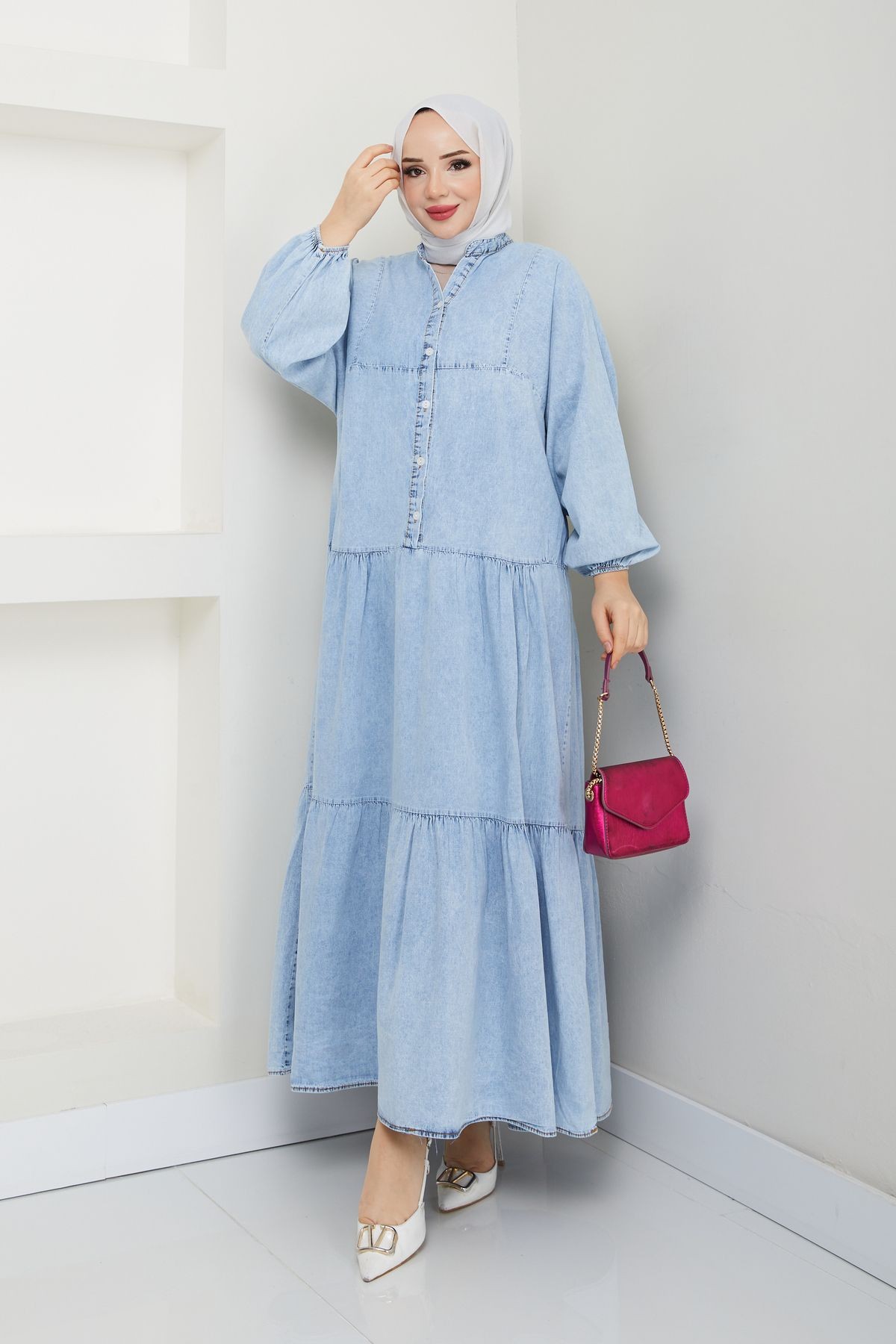 irem Kloş Model Tesettür Kot Elbise