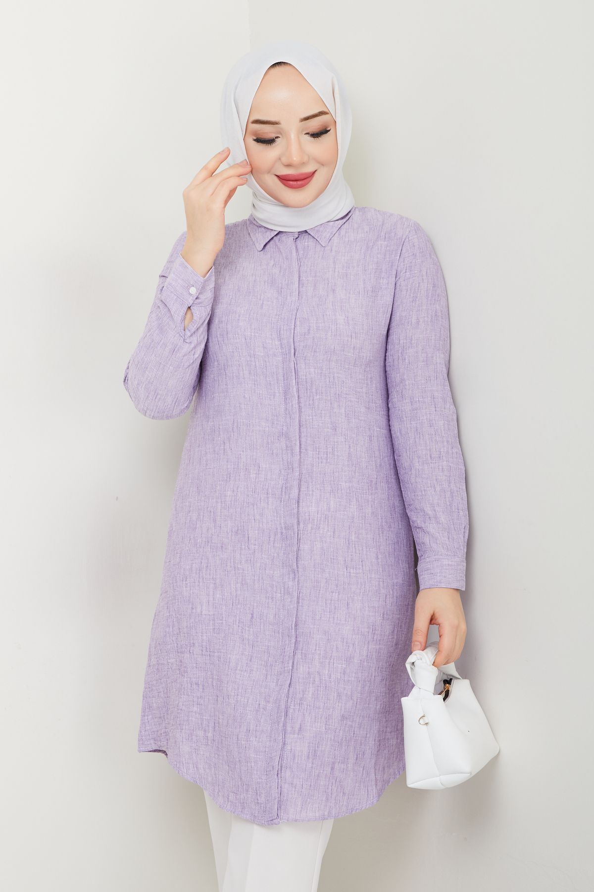 Keten Kumaş Uzun Gömlek Tunik