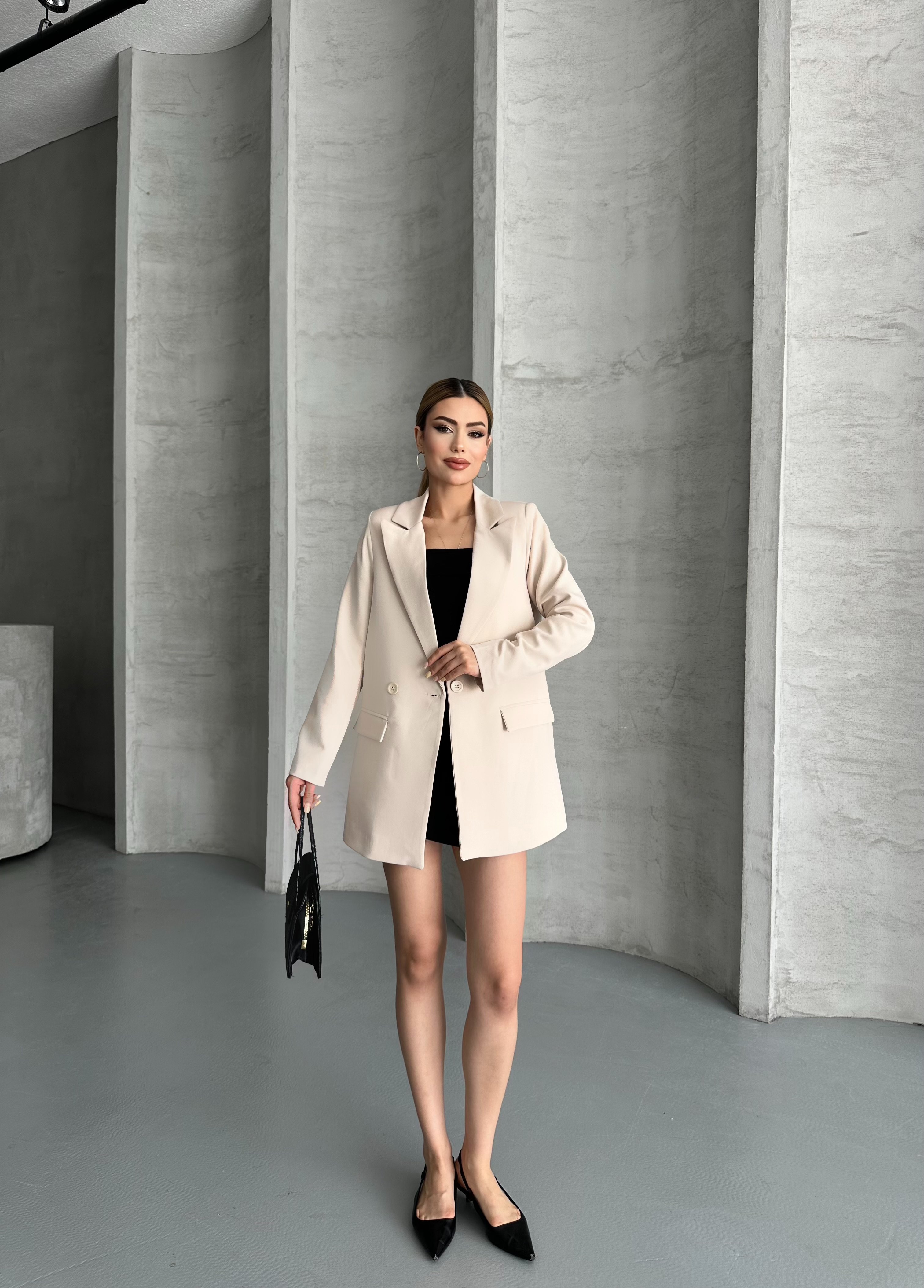 Kadın Astarlı Blazer Ceket  - Taş