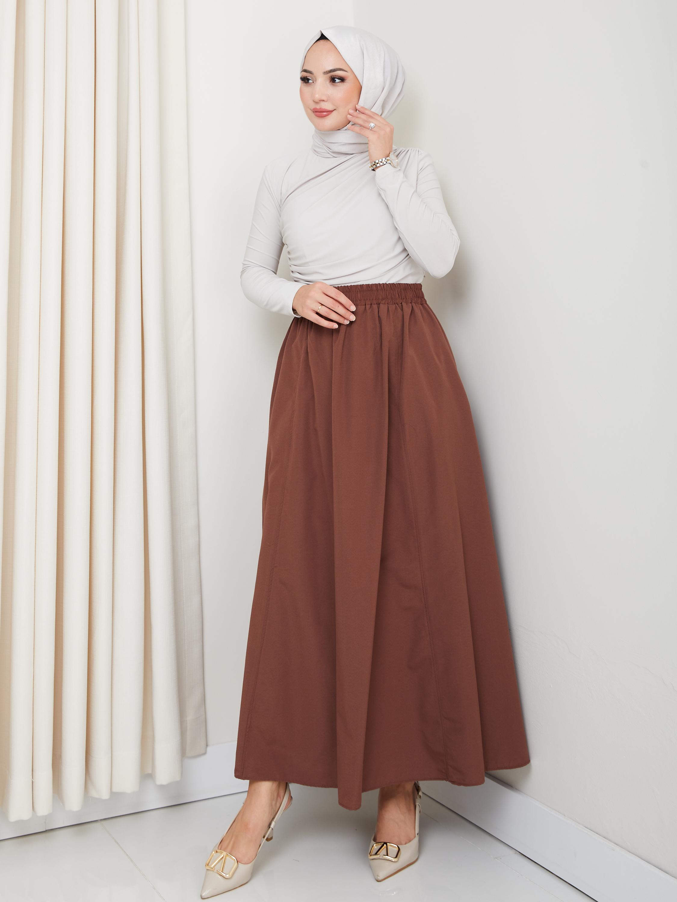 Cepli Terikoton Beli Lastikli Oversize 6 Parça Kloş Tesettür Etek