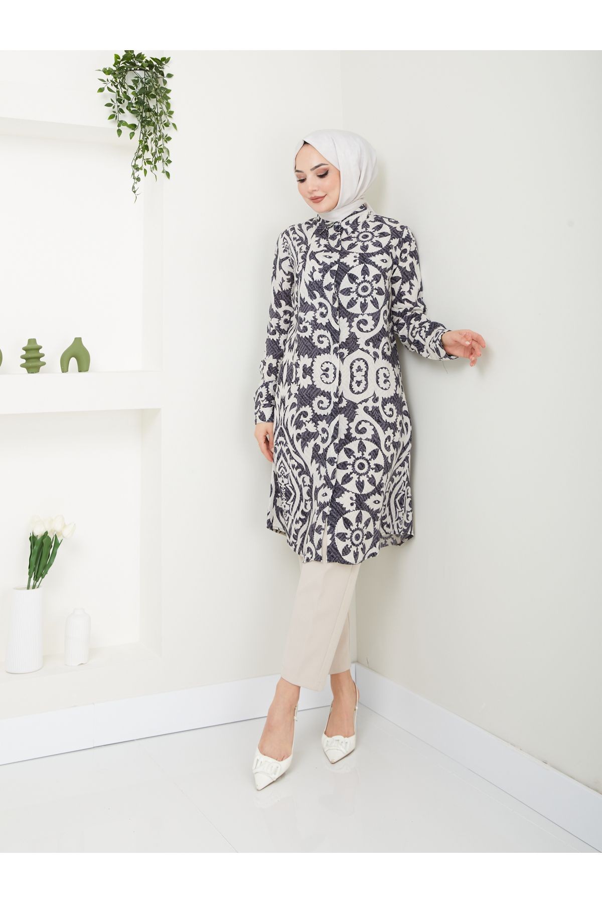 Desenli Viskon Tunik - Mandala Desen