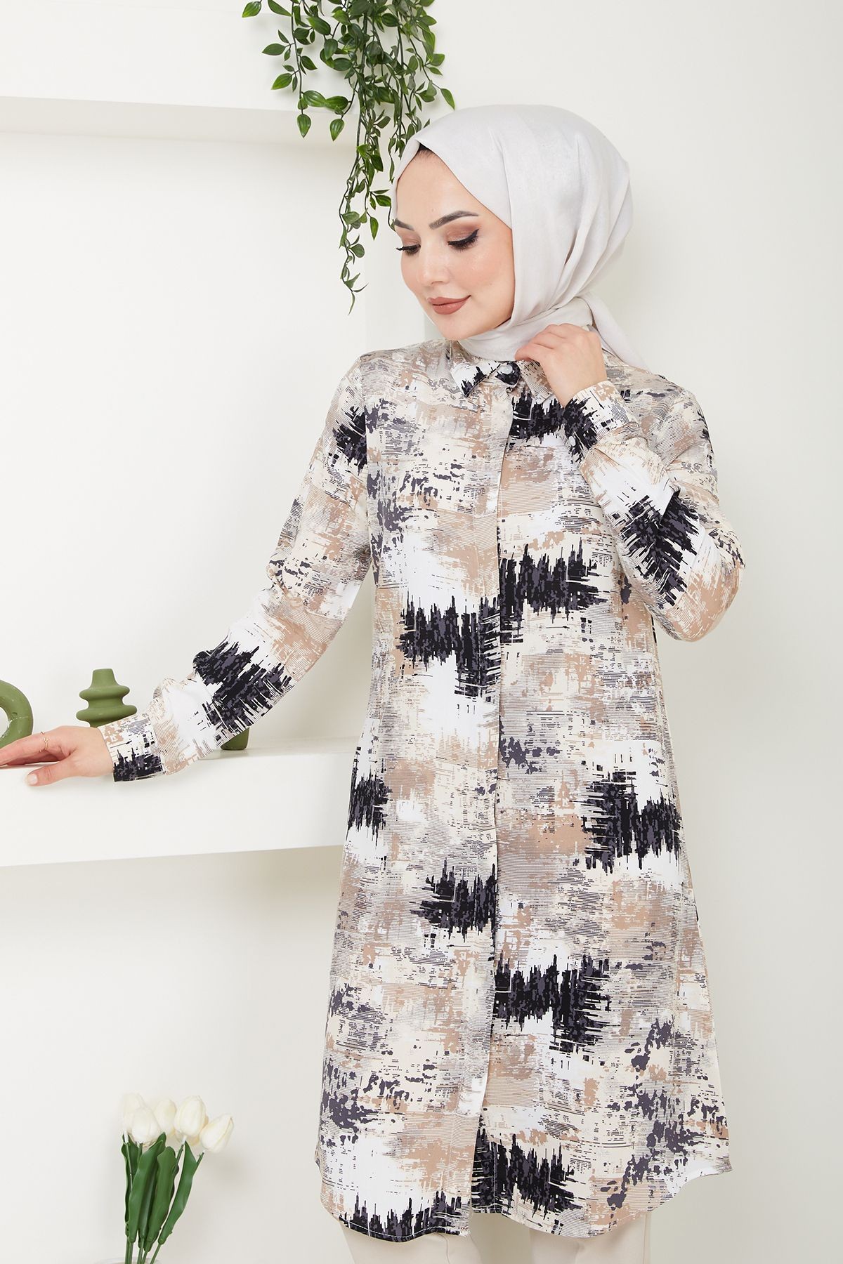 Desenli Viskon Tunik - Renk Detaylı