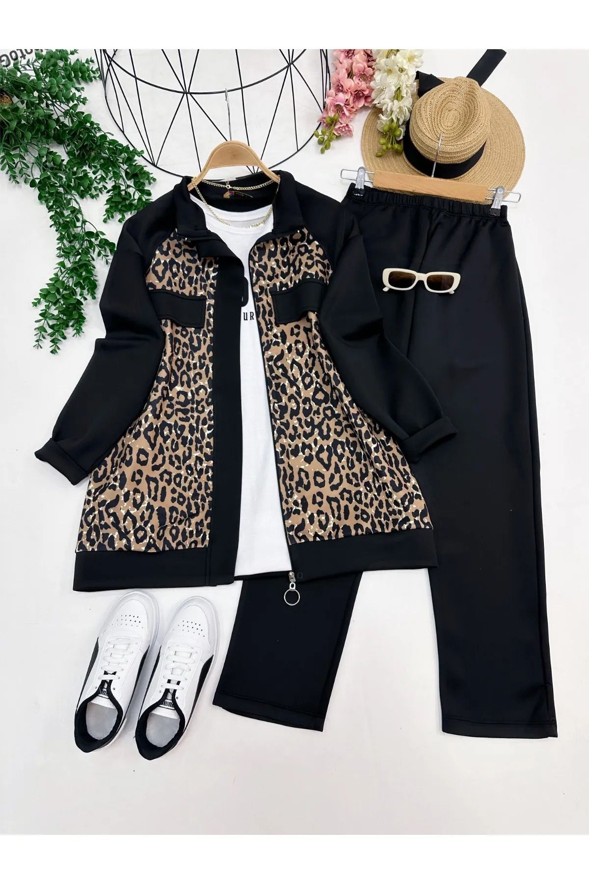 Leopar Desen İkili Takım