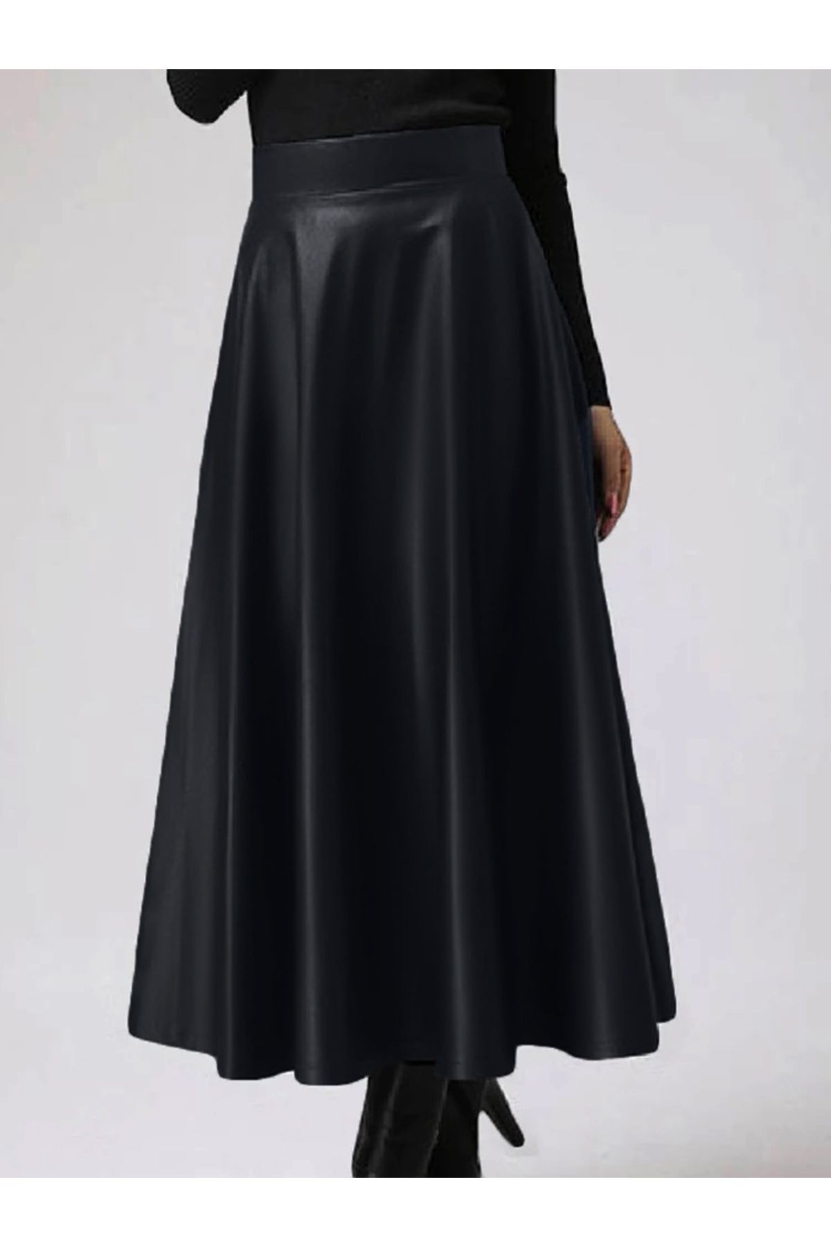 Kadın Deri Mevlana  Etek - Siyah