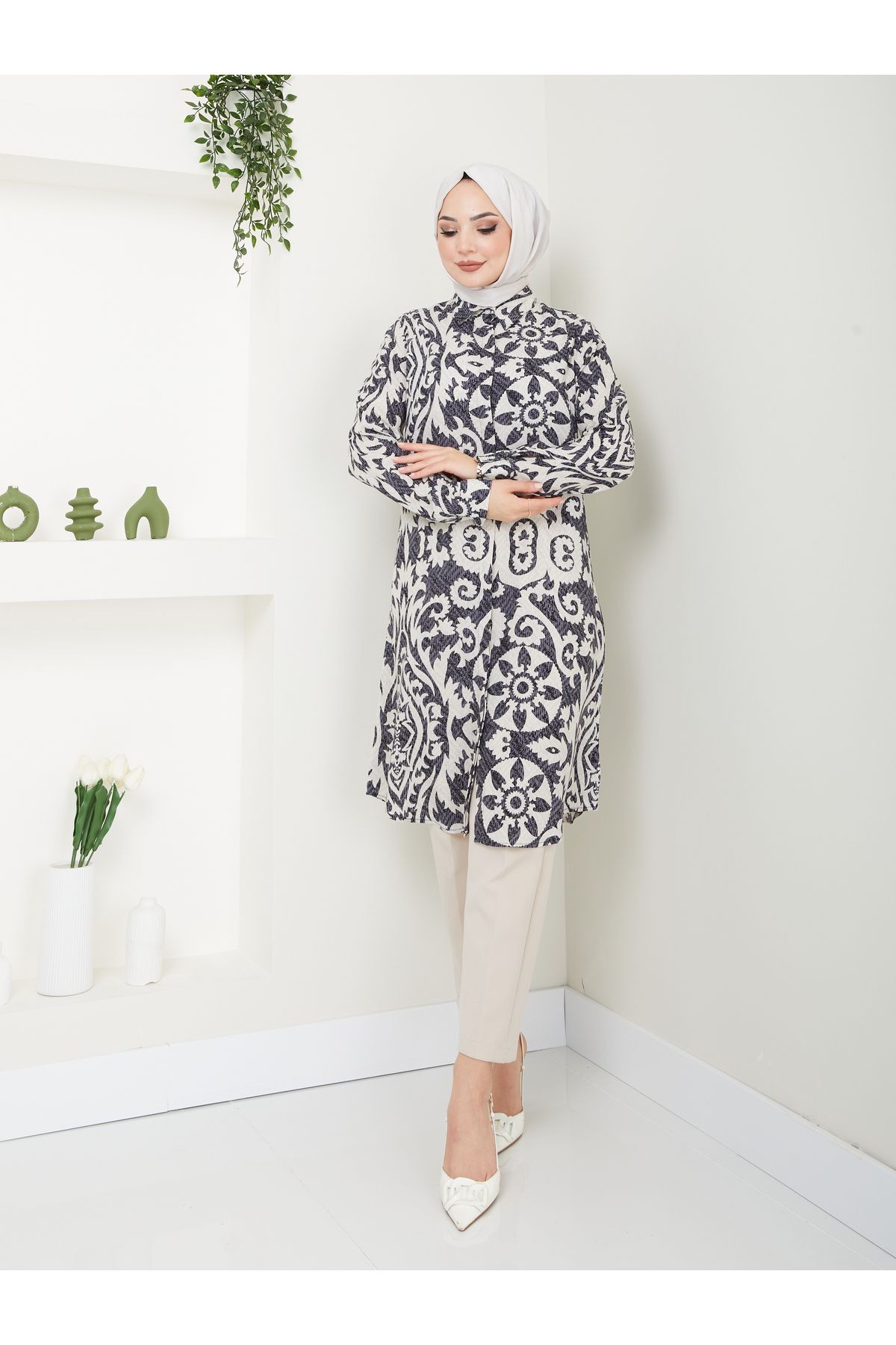 Desenli Viskon Tunik - Mandala Desen
