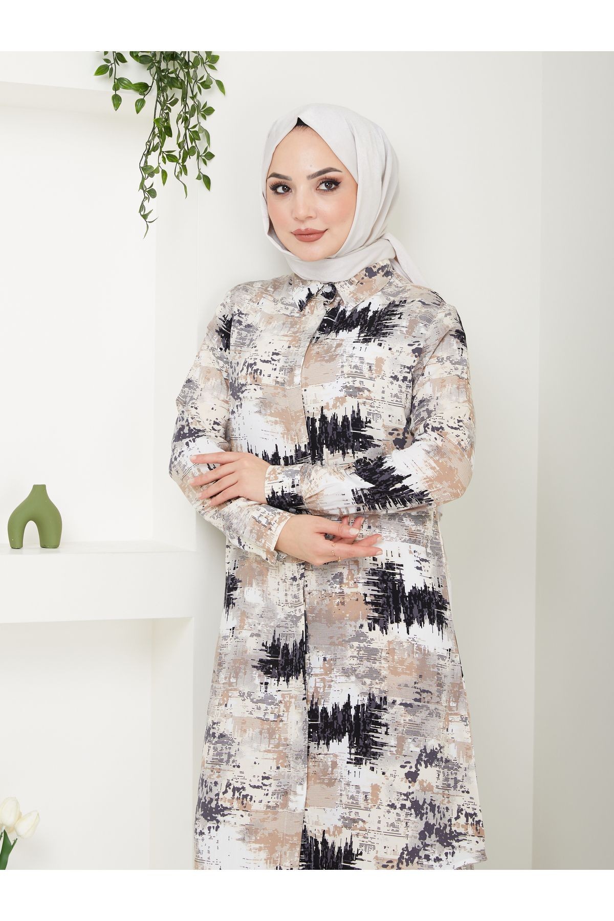 Desenli Viskon Tunik - Renk Detaylı