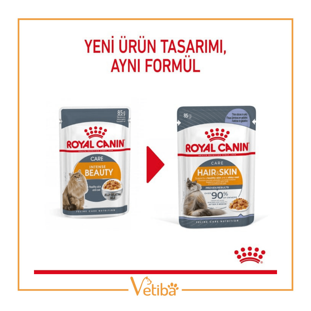 Royal Canin Hair Skin Jelly Yetişkin Kedi Yaş Maması 85 gr