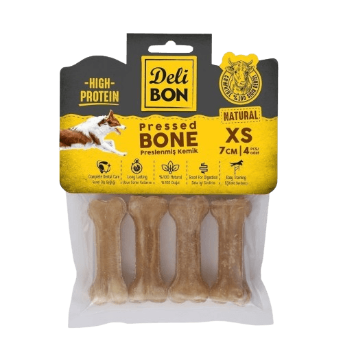 Delibon Deri Pres Kemik 7Cm Xs Boy 4Lü Paket Naturel 7Cmx4Ad.