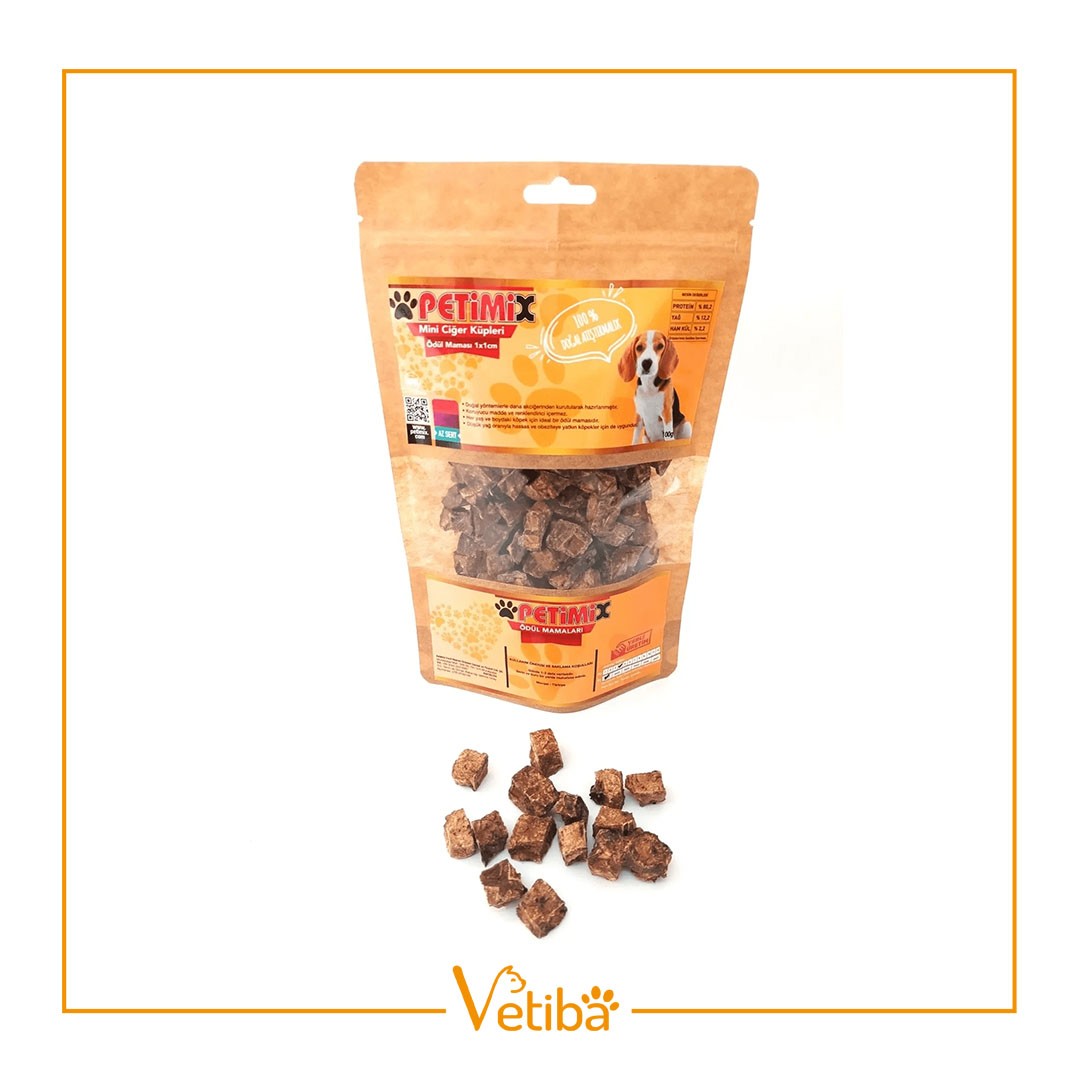Petimix Mini Ciğer Küpleri Köpek Ödül Maması 100 g - STD