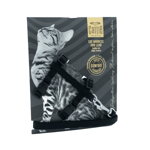 Cattie Kedi Göğüs & Gezdirme Takımı Siyah 1X25-40Cm - STD