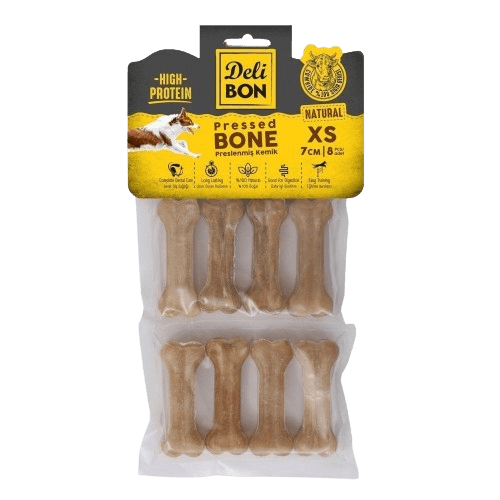 Delibon Deri Pres Kemik 7Cm Xs Boy 8Li Paket Naturel 7Cmx8Ad. - STD