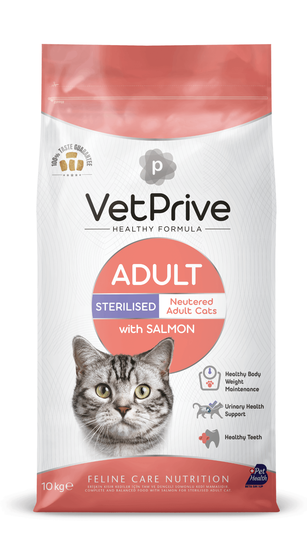 VetPrive Somonlu Kısır Kedi Maması 10 kg - STD