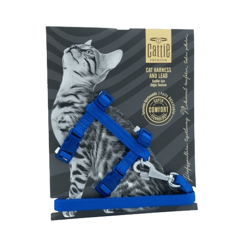 Cattie Kedi Göğüs & Gezdirme Takımı Royalmavi 1X25-40Cm - STD